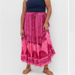 City Chic Samara Print Tiered Maxi Skirt